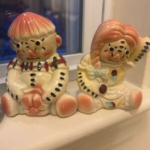 Vintage Ceramic Raggedy Ann & Andy Figurines